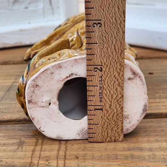 Vintage MCM Gold Finch Bird Figurine Beautiful Blue Green & Gold Glaze 11" Japan - Picture 7 of 12